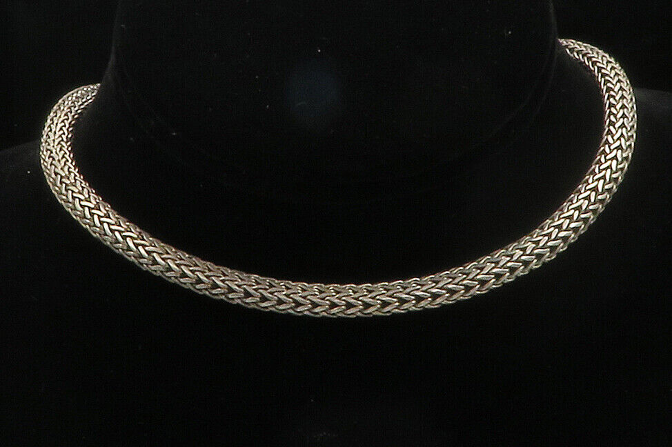 925 Sterling Silver  Vintage Shiny Minimalist Wheat Link Chain Necklace NE2427