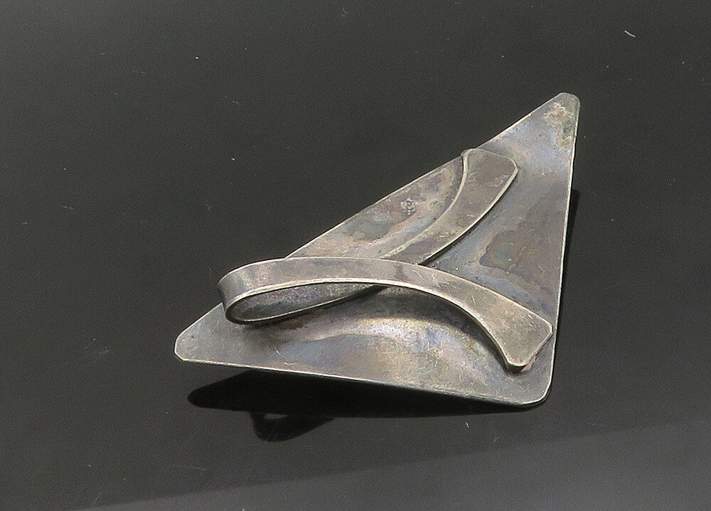 925 Sterling Silver  Vintage Oxidized Modernist Design Brooch Pin  BP8525