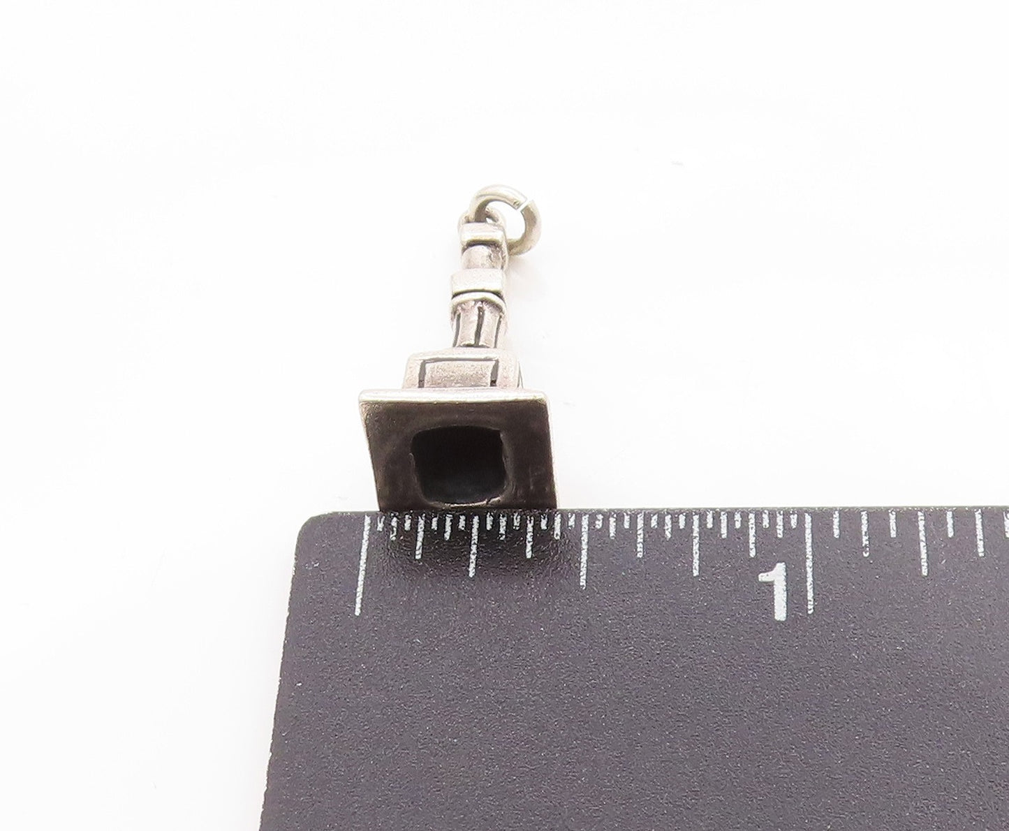 925 Sterling Silver Vintage Pendant Etched Miniature Tibetan Stupa Charm PT25018