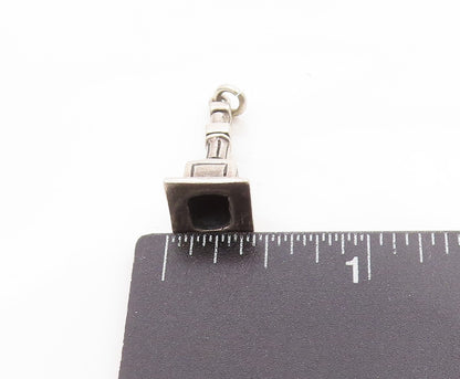 925 Sterling Silver Vintage Pendant Etched Miniature Tibetan Stupa Charm PT25018