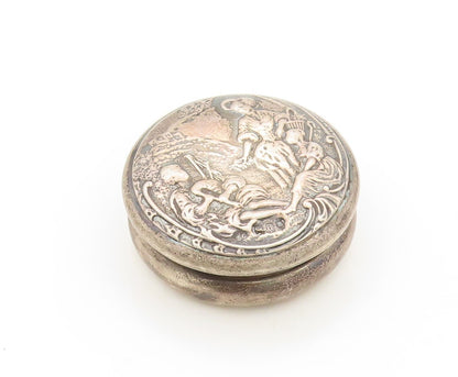925 Sterling Silver Vintage Pill Box WC ENGLAND Antique Carved (OPENS)  TR3818
