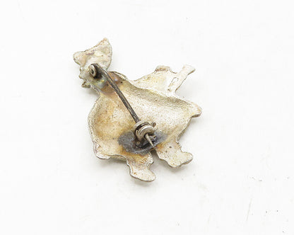 925 Sterling Silver  Vintage Girl With Watering Can Motif Brooch Pin  BP3926
