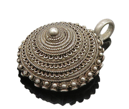 925 Sterling Silver  Vintage Ornate Twist Detail Dome Drop Pendant  PT12508