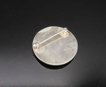 JW ENGLAND 925 Silver  Vintage Beads & Holes Chalcedony Brooch Pin  BP9664