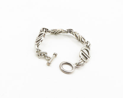 925 Sterling Silver  Vintage Shiny Smooth Anchor  Link Chain Bracelet  BT7722