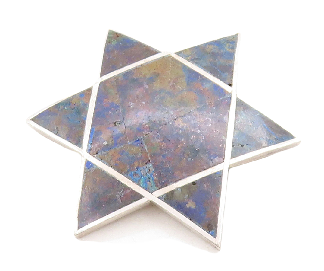 925 Sterling Silver Vintage Brooch Pin TAXCO Cutout Star Gemstone Inlay  BP11301