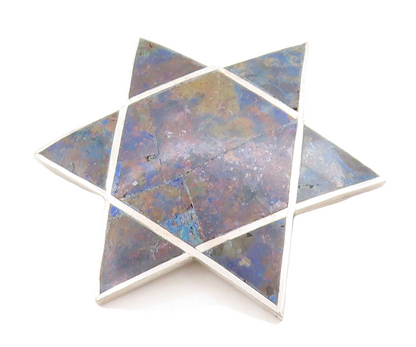 925 Sterling Silver Vintage Brooch Pin TAXCO Cutout Star Gemstone Inlay  BP11301