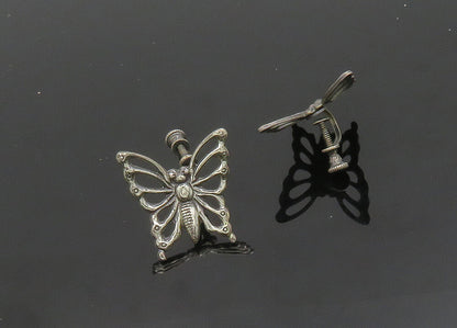 925 Sterling Silver  Vintage Dark Tone Butterfly Non Pierce Earrings  EG9857