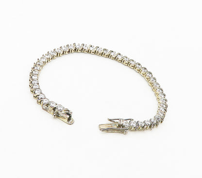 925 Sterling Silver  Round Cut Cubic Zirconia S Swirl Chain Bracelet  BT6468
