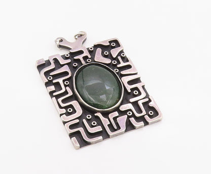 925 Sterling Silver Vintage Pendant LOS BALLESTEROS Oval Gemstone HEAVY  PT26359