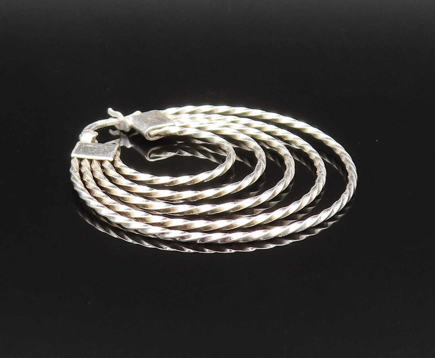 925 Sterling Silver  Vintage Graduated Twisted Multi Hoop Earrings  EG11913