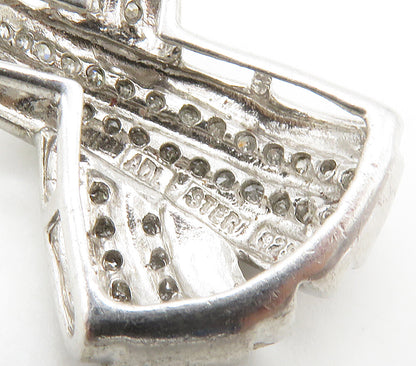 925 Sterling Silver  Shiny Genuine Diamonds Crossed Slide Pendant  PT13122