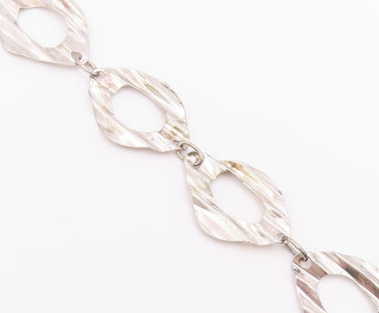 925 Sterling Silver  Vintage Shiny Sculpted Link Chain Bracelet  BT6515