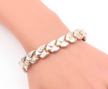 925 Sterling Silver Vintage Bracelet Brutalist Carved Puffed Design  BT10644