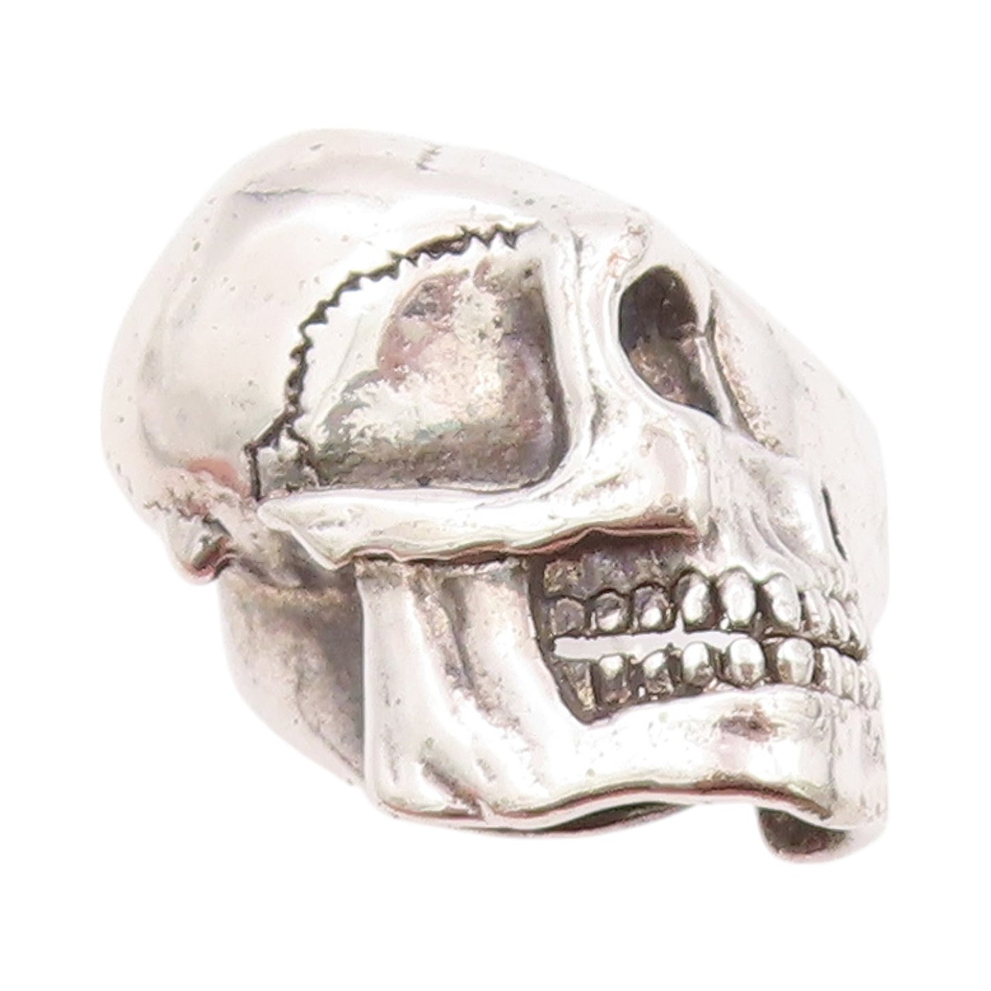 925 Sterling Silver Vintage Ring G&S Solid Carved Biker Skull  SZ 8.5  RG32223