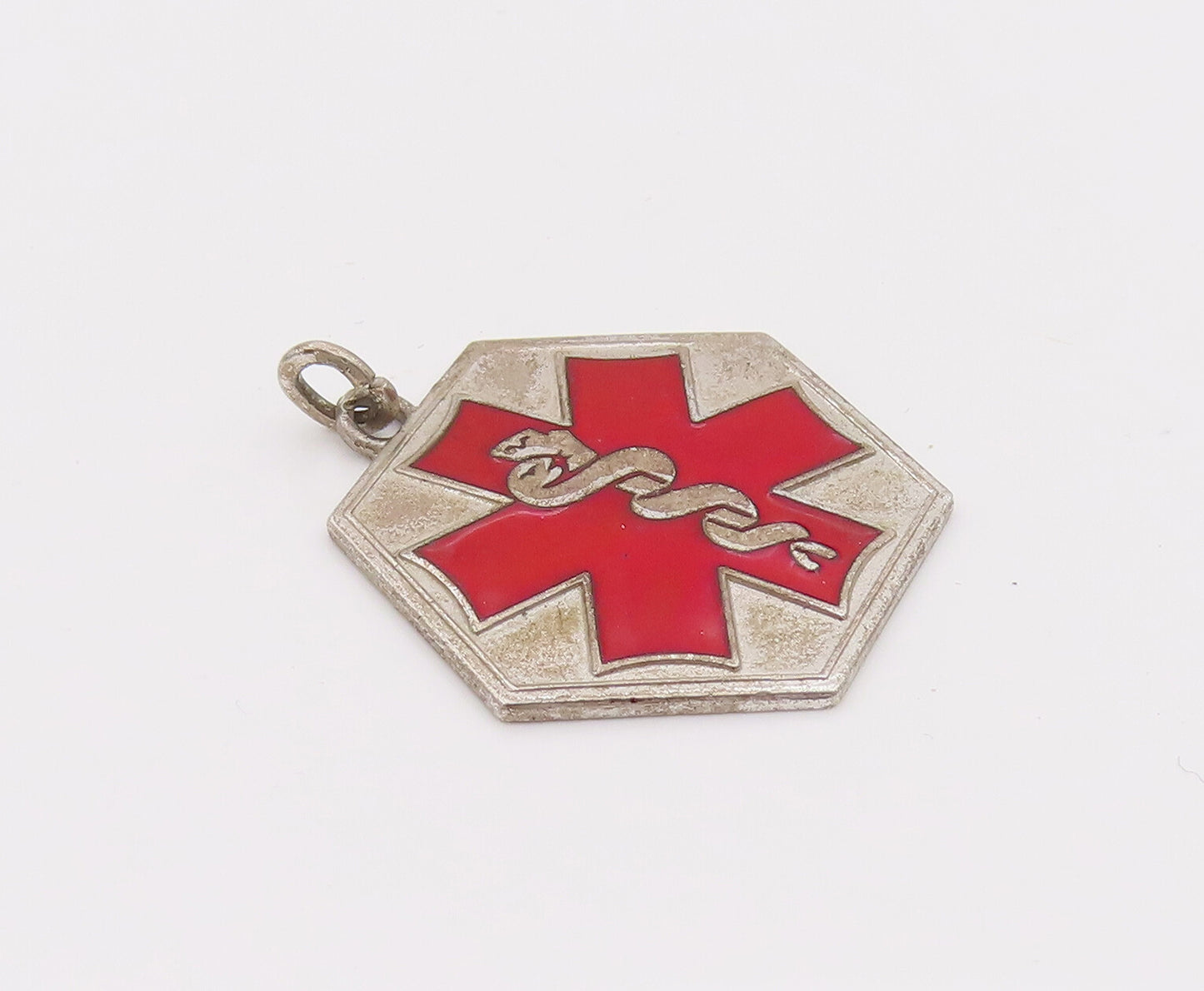 925 Sterling Silver  Vintage Mini Medical Alert Blood Allergy Pendant  PT22150