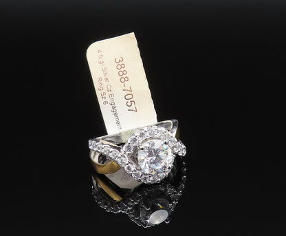 925 Silver  Vintage Two Tone Cubic Zirconia Infinity Knot Ring Sz 6.5  RG25635