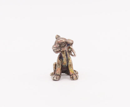 925 Sterling Silver Vintage Pendant Solid 3D Carved Disney Simba Charm PT22817
