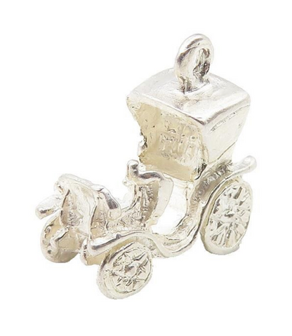 925 Sterling Silver  Vintage Shiny Old Fashioned Carriage Pendant  PT8139