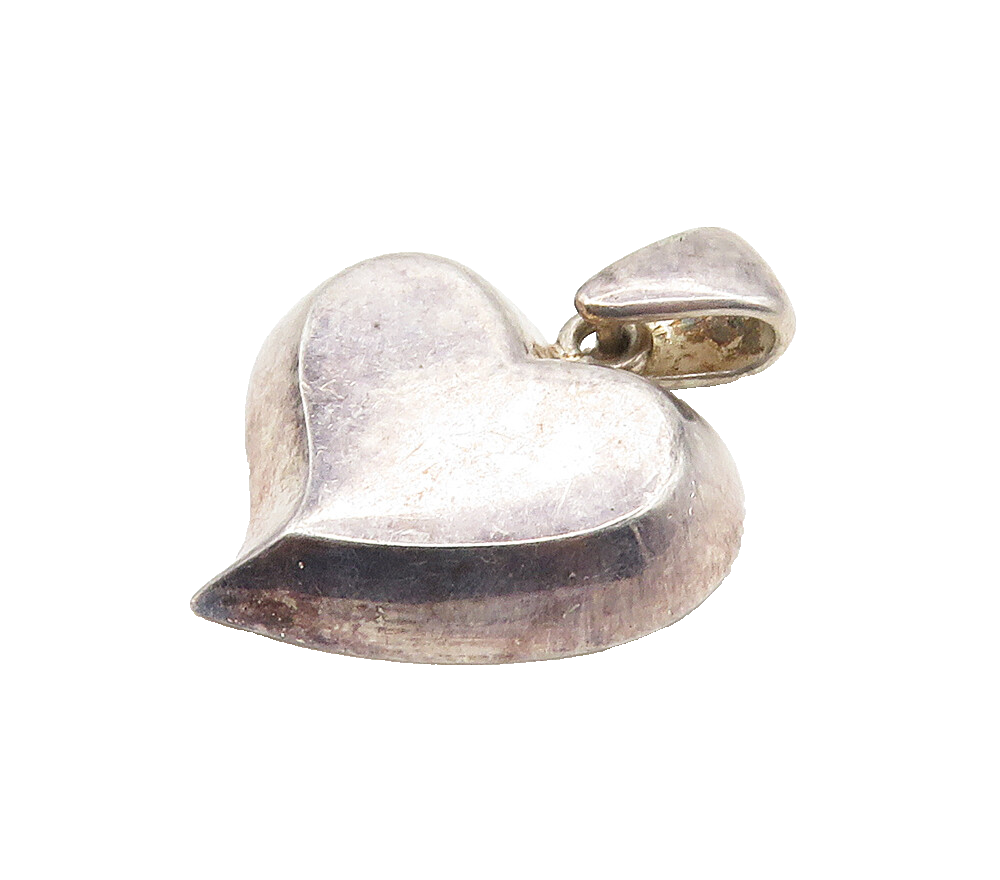 925 Sterling Silver  Vintage Love Heart Dome Smooth Drop Pendant  PT12705
