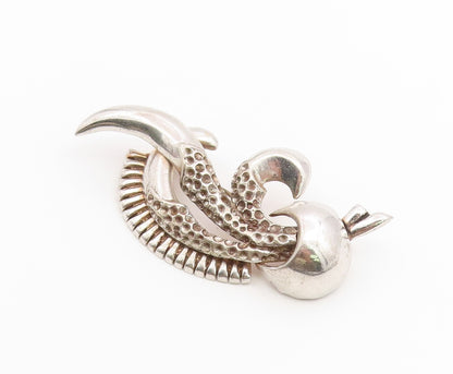 925 Sterling Silver Vintage Brooch Pin Modernist Solid Textured Swirl  BP12665