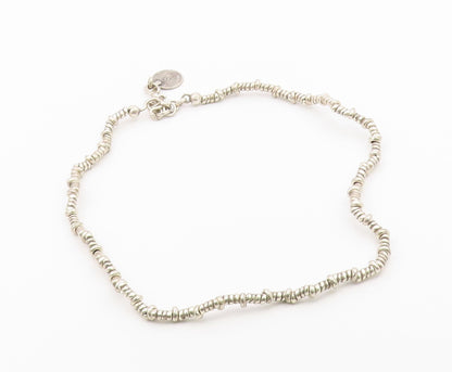925 Sterling Silver  Vintage Engraved Disc Beaded Rope Necklace  NE3982