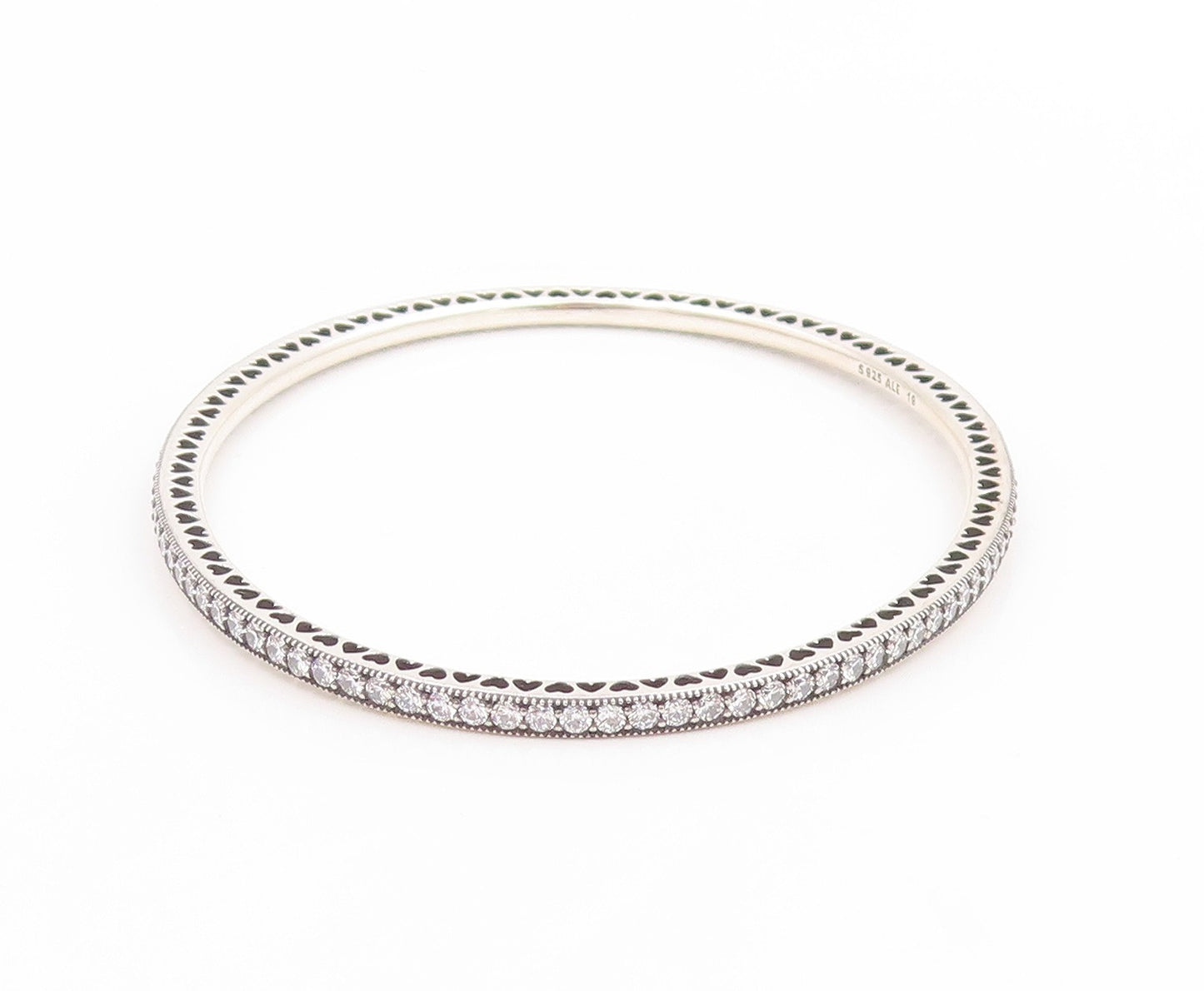 925 Sterling Silver Vintage Bracelet PANDORA CZ Elegant Eternity Bangle  BT11767