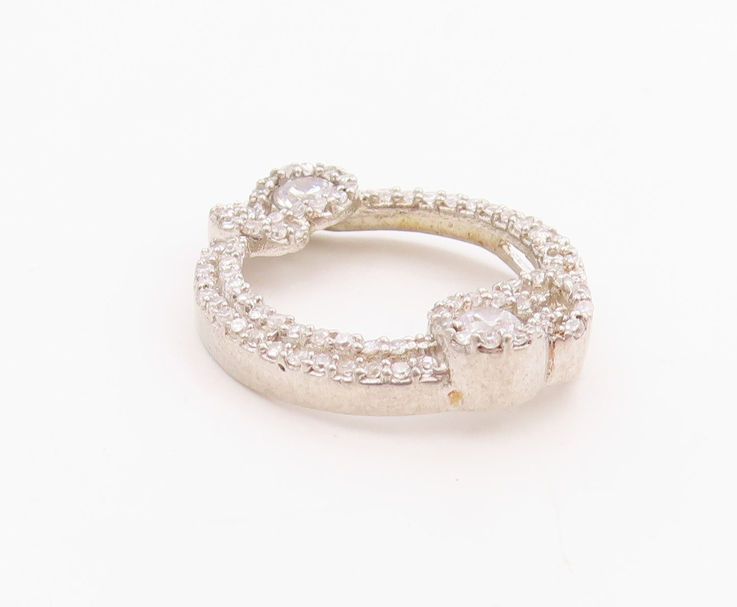 925 Sterling Silver Vintage Pendant Interlocked Topaz Rope Ring Design  PT24560