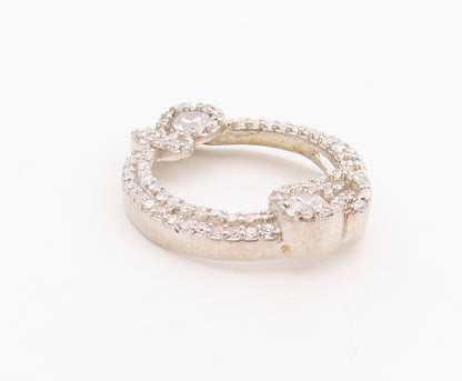 925 Sterling Silver Vintage Pendant Interlocked Topaz Rope Ring Design  PT24560