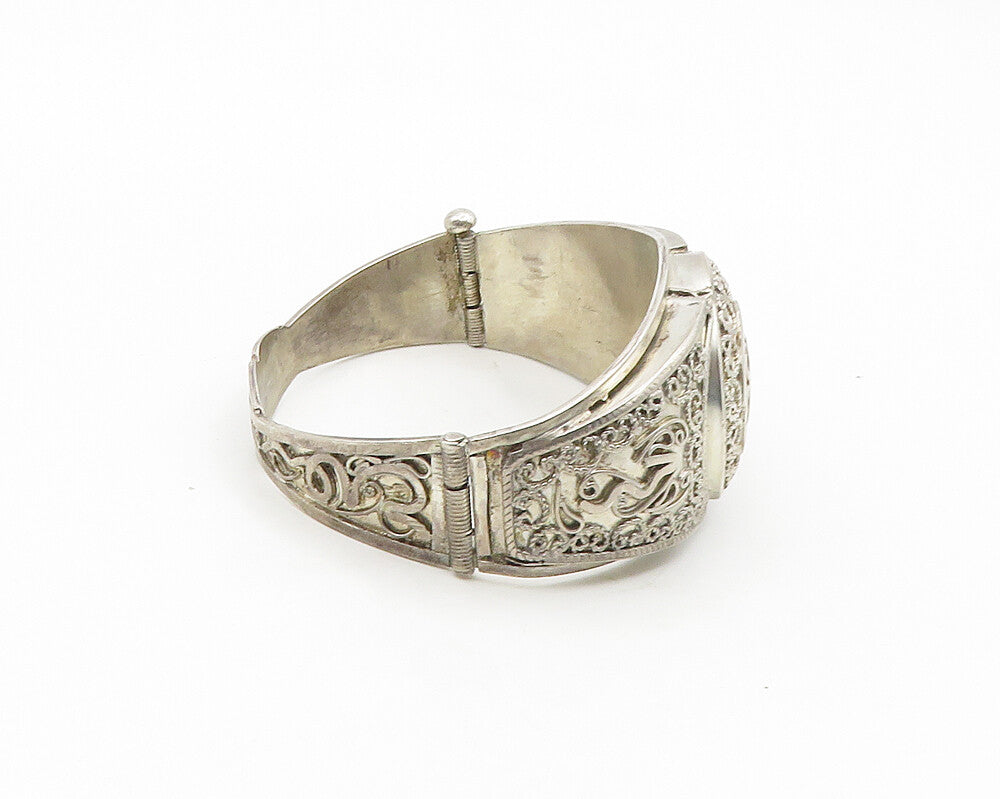 MIDDLE EAST 925 Sterling Silver Vintage Filigree Detail Bangle Bracelet  BT7015