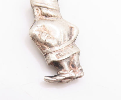 925 Sterling Silver Vintage Pendant 3D Fairy Tale Garden Gnome Charm  PT25127