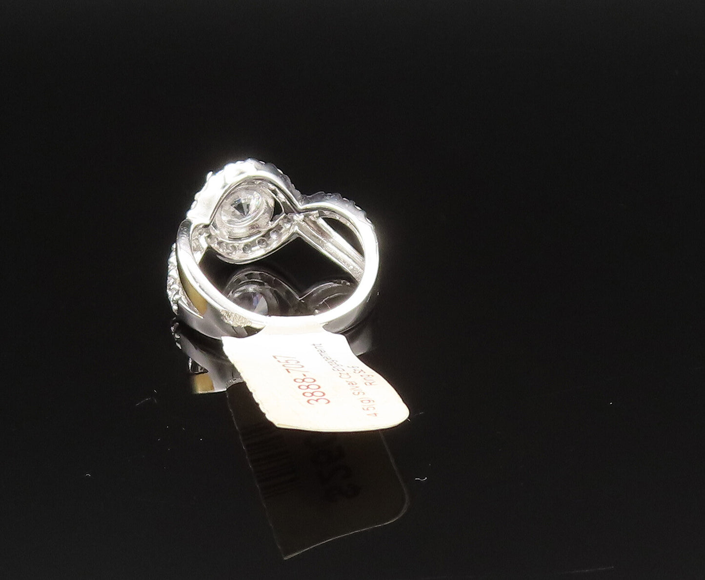 925 Silver  Vintage Two Tone Cubic Zirconia Infinity Knot Ring Sz 6.5  RG25635