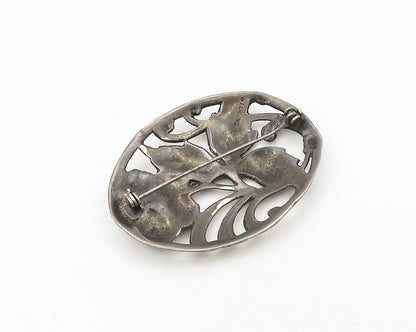 925 Sterling Silver  Vintage Antique Blooming Flower Motif Brooch Pin  BP7171