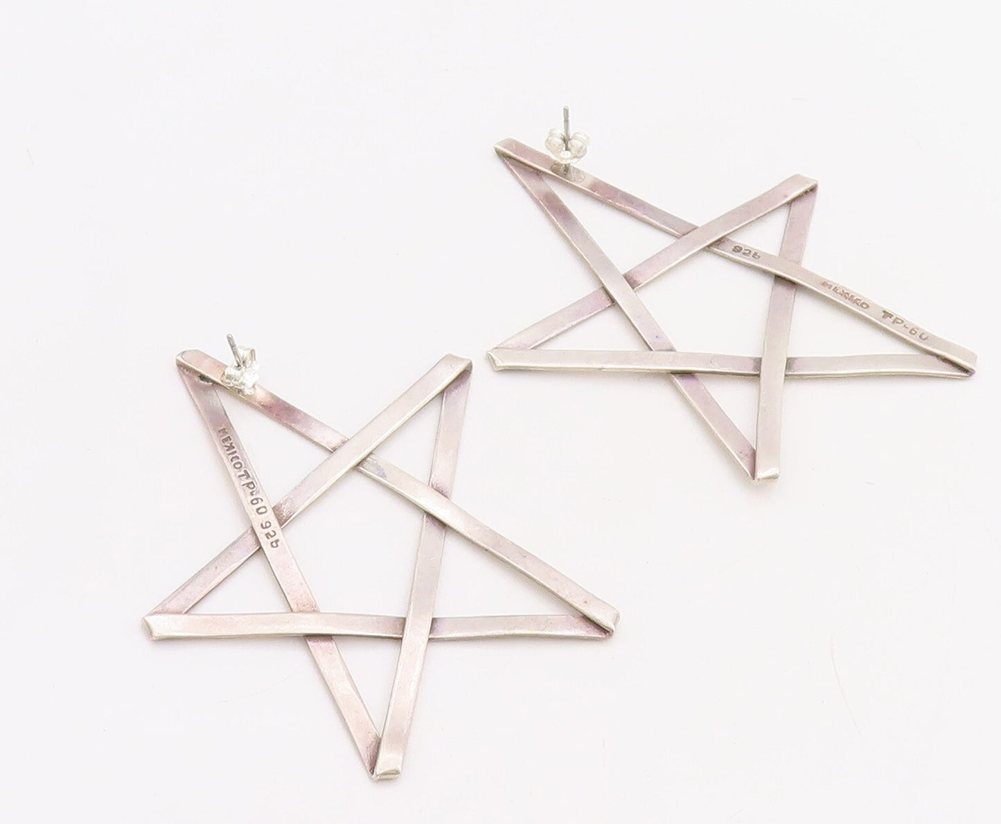 925 Sterling Silver Vintage Earrings MEXICO Solid Large Cutout Star  EG13238