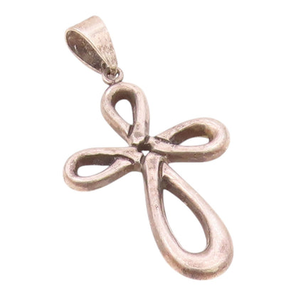 MEXICO 925 Sterling Silver  Vintage Infinity Religious Cross Pendant  PT20264