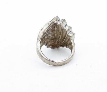 925 Sterling Silver  Vintage Dark Tone Fluted Design Band Ring Sz 6.5  RG4181