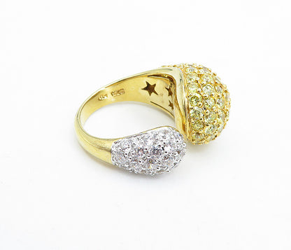 925 Sterling Silver  Cubic Zirconia & Peridot Stars Band Ring Sz 9.5  RG5251