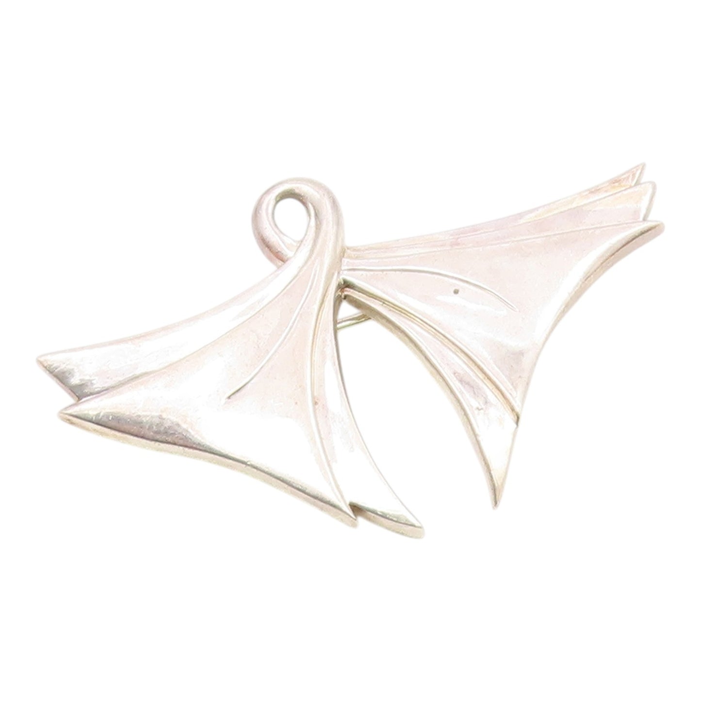 ELIZABETH ERRICO 925 Silver  Vintage Shiny Ribbon Motif Brooch Pin  BP9269