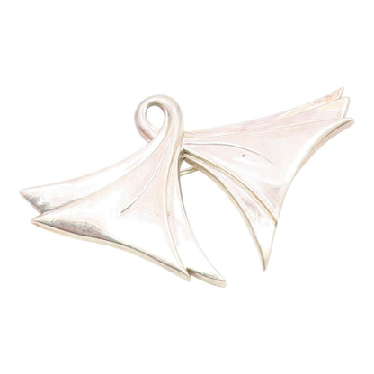 ELIZABETH ERRICO 925 Silver  Vintage Shiny Ribbon Motif Brooch Pin  BP9269