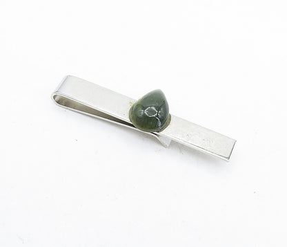 AVEDON 925 Sterling Silver  Vintage Teardrop Jasper Shiny Tie Clip  TR1271