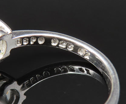ESPO 925 Silver  Vintage Three Stone Oval Cubic Zirconia Ring Sz 6.5  RG25419