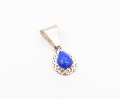 CAROL FELLEY 925 Silver  Vintage Lapis Lazuli Tear Drop Pendant  PT16902
