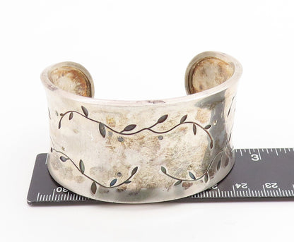 925 Sterling Silver Vintage Bracelet LIKA BEHAR Etched Leaf & Vine Cuff  BT12026