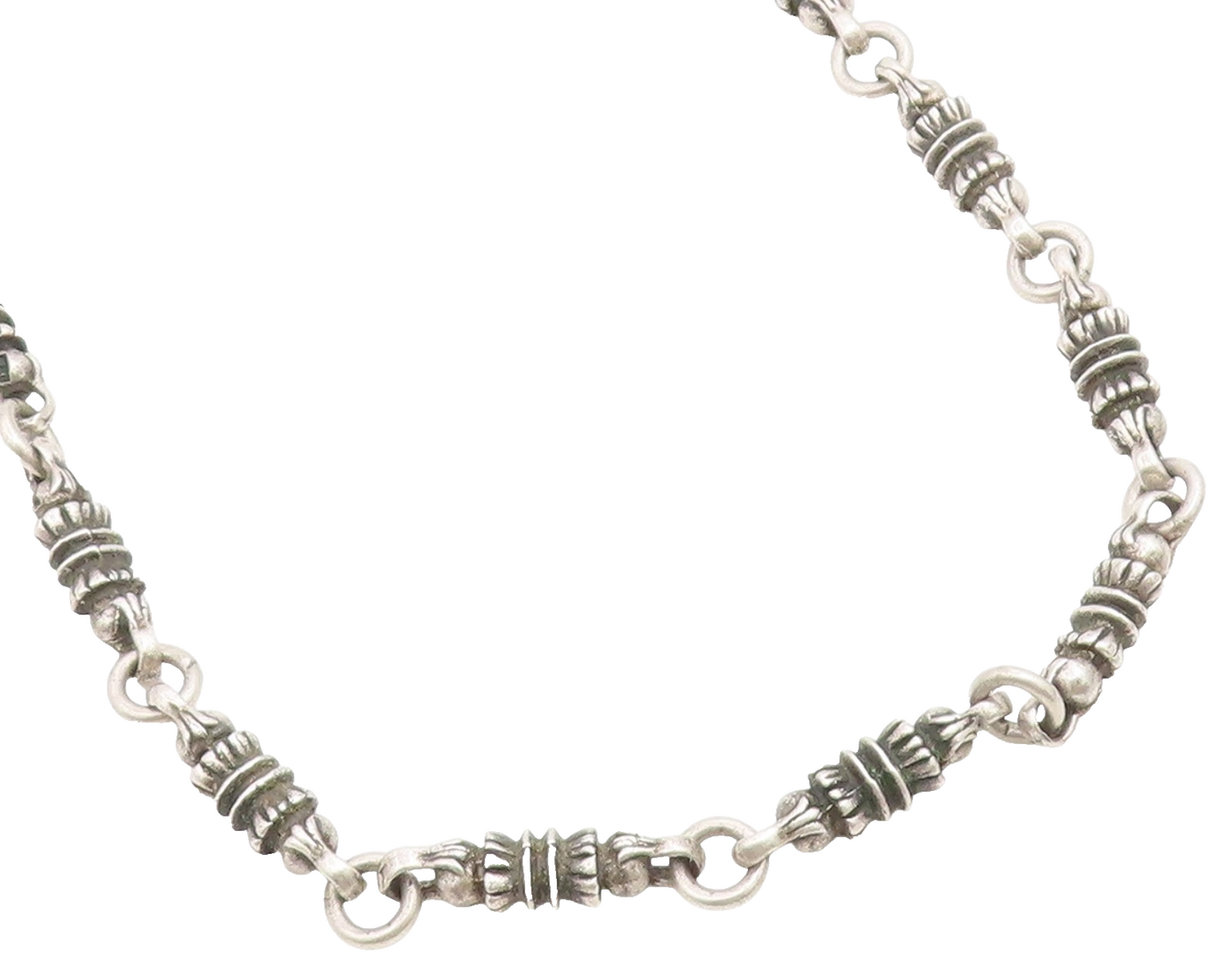 925 Sterling Silver Vintage Necklace MEXICO Barrel Link Long Chain HEAVY  NE4893