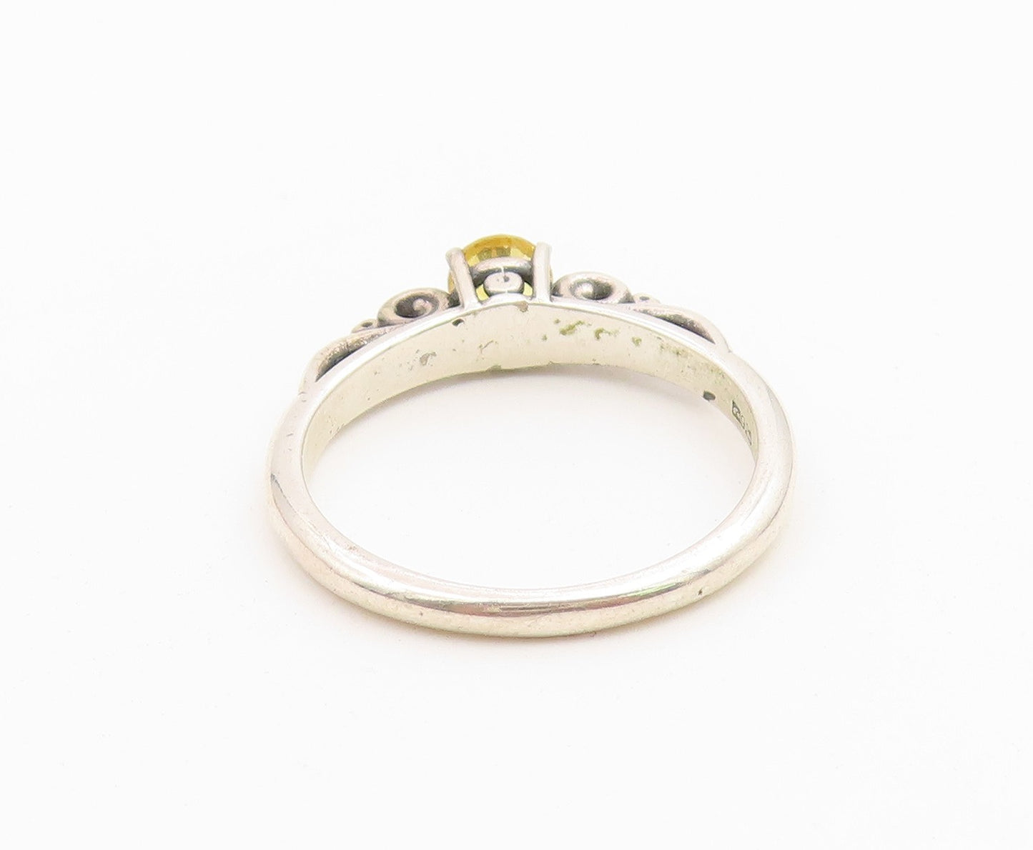 925 Sterling Silver Vintage Ring Classic Citrine Statement Band  Sz 7  RG36747