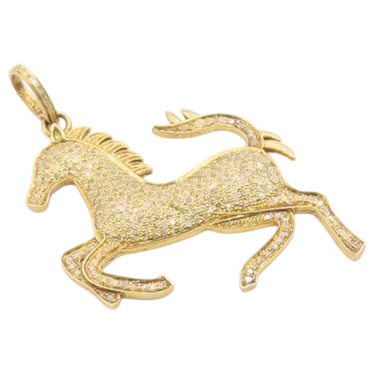 925 Sterling Silver Vintage Pendant Gold Plated Real Diamonds Horse  PT26376