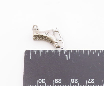 925 Sterling Silver  Vintage Sculpted Single Ice Skate Charm Pendant  PT20923