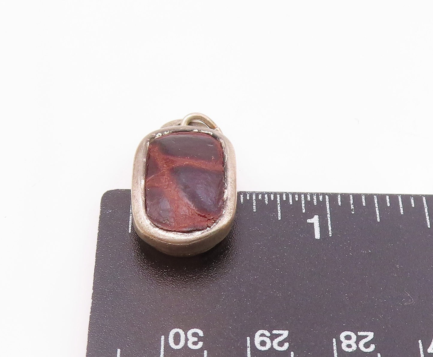 925 Sterling Silver  Vintage Leather Detail Smooth Curved Drop Pendant  PT8363