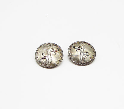 925 Sterling Silver  Vintage Pebbled Design Stud Drop Earrings  EG1993