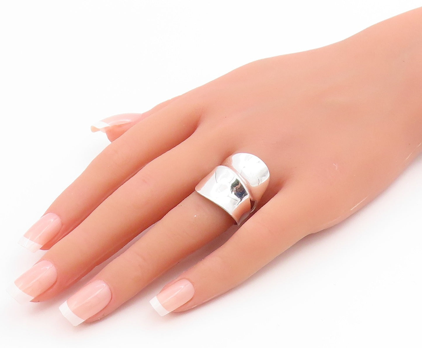 925 Sterling Silver Vintage Ring Minimalist Wide Bypass Band  Sz 7.5  RG35592